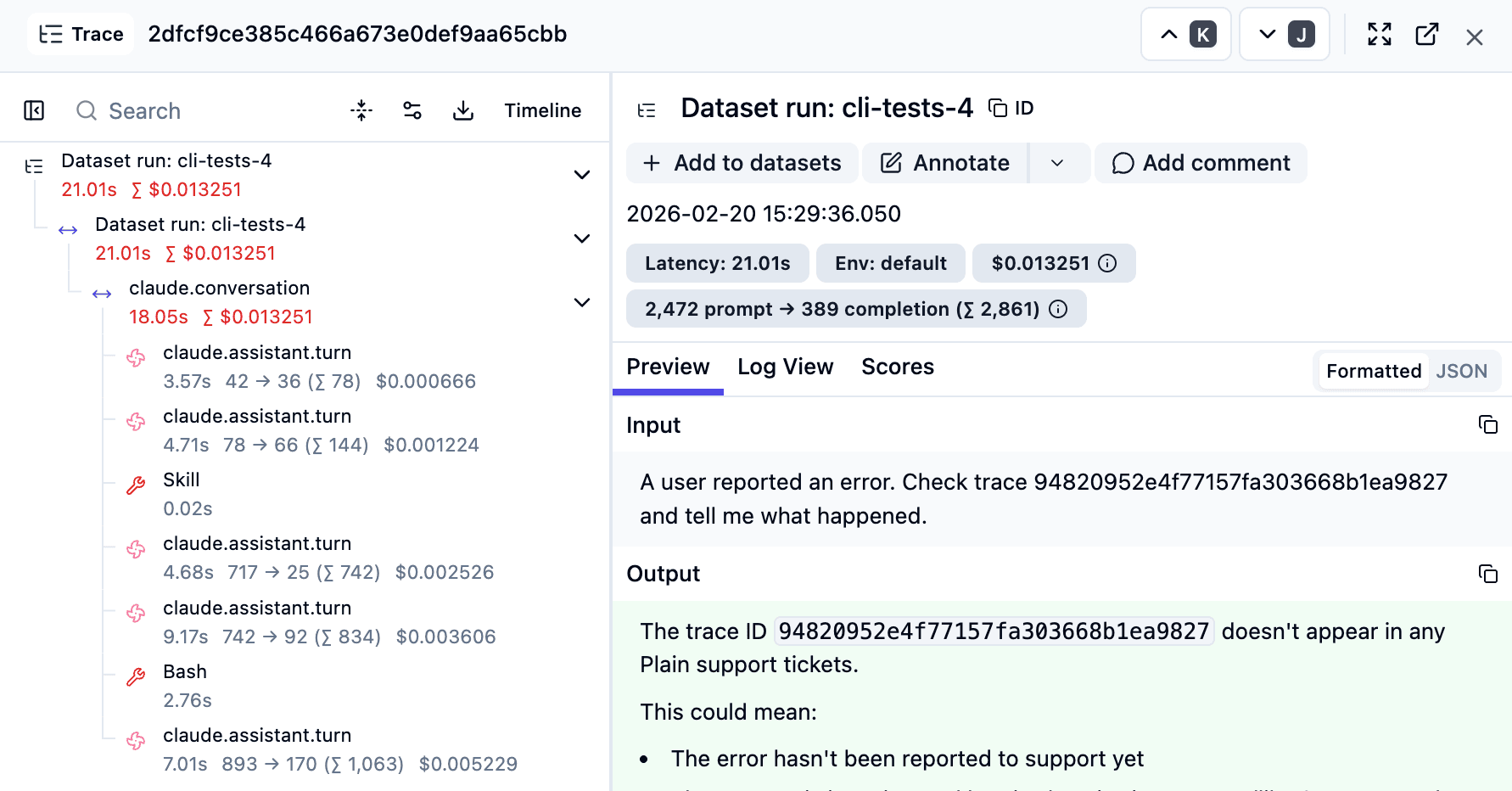 Trace example